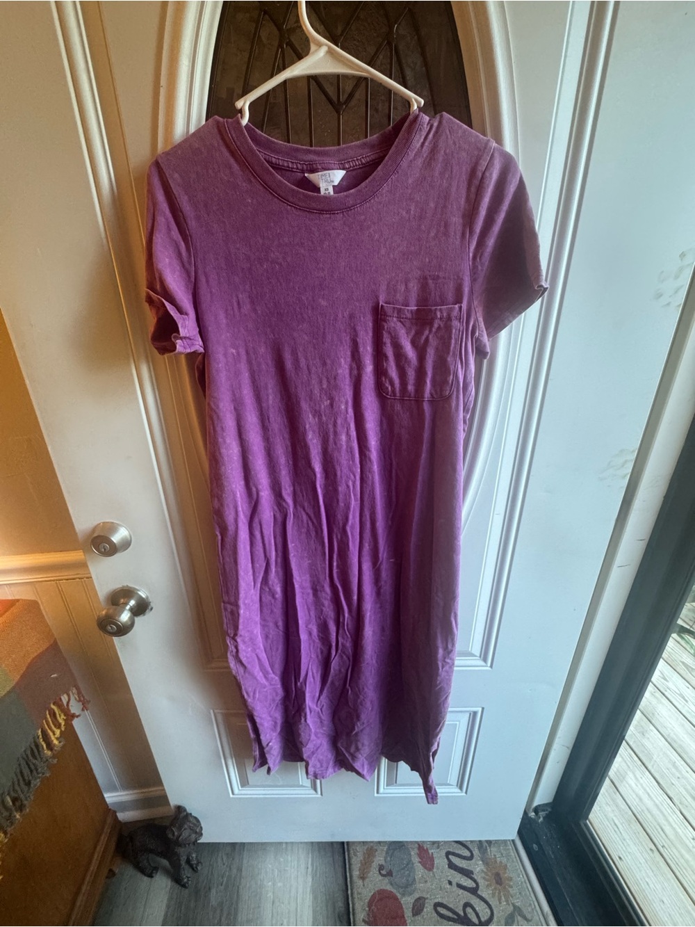 Time and Tru Purple Washed T-Shirt Midi Dress XS 0-2 100% Cotton